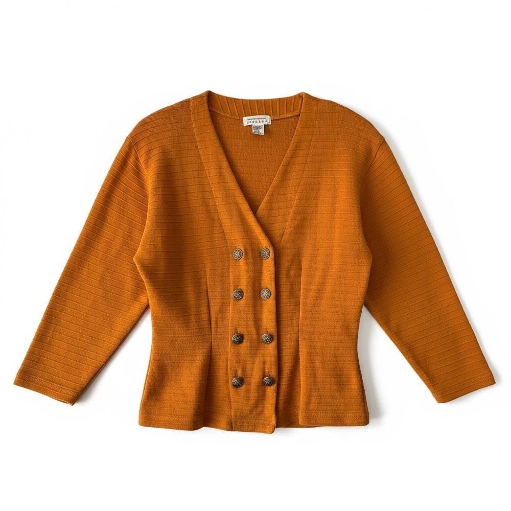 Vintage Express Burnt Orange Double Breasted Cardigan Sweater Size L